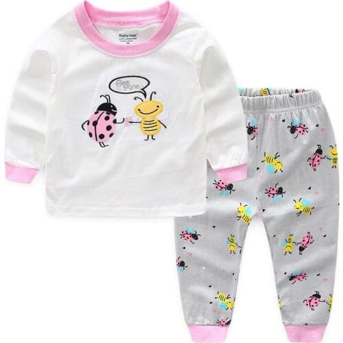 Spring Autumn Cotton Pajamas For Kids Clothes Girls Long Sleeve Clothing Pajamas Girls Pijamas Infantis Bee Cartoon Nightwear
