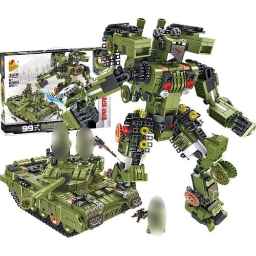 Military Weapon Deformation Robot Tank 2in1 Model Bricks Building Blocks Toys for Children Kids Boy Gifts 810Pcs