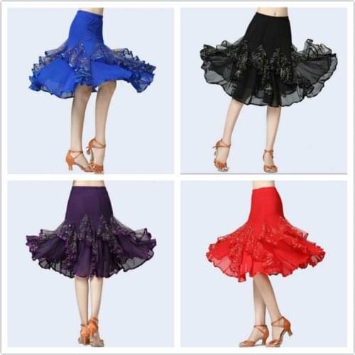 Women Dancewear Ballroom Dance Skirt Latin Salsa Waltz Modern Tango Floral Swing 904-B128
