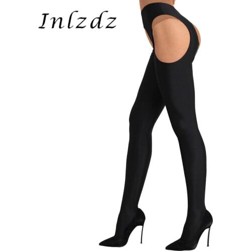 Womens Erotic Lingerie Pantyhose Pants Hollow Out Open Crotch Long Stockings for Sex Stretchy Suspender Tights Bodystockings