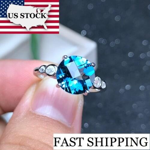 US STOCK Uloveido Topaz Ring for Women, 925 Sterling Silver Wedding Jewelry, 6*8mm Gemstone with Velvet Box Certificate FJ235