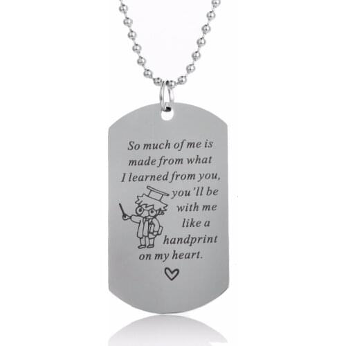 Teachers Necklace Teacher Jewelry So Much Of Me Dog Tag Pendant Stainless Steel Necklaces School Jewelry Teachers Day Presents