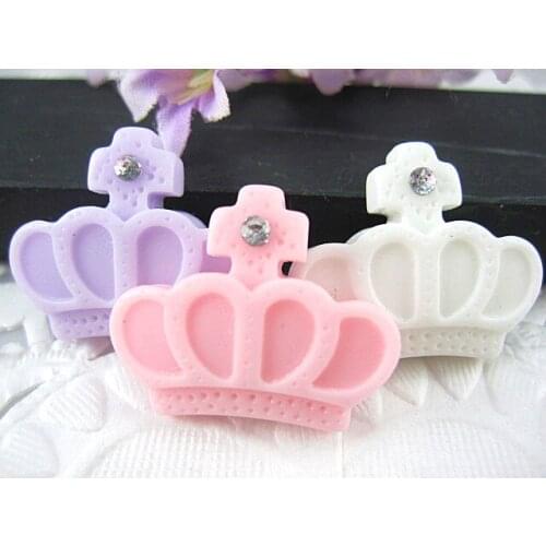 30pcs/lot DIY resin cabochons accessories flat back resin crown with rhinestone 24*21mm