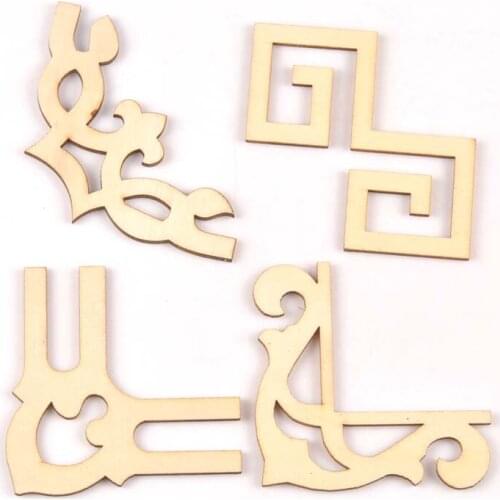 4pcs mixed wooden Lace Corner handmade Scrapbooking Corners DIY Home Decorative handicrafts ornament Diy craft 7cm MT1905