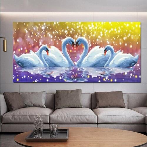 5D Diamond Painting Heart-Shaped Swan Full Diamond Embroidery Animal Mosaic Home Decor Pattern DIY Handmade Cross Stitch X130