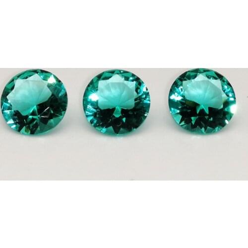 Free Shipping 3mm-12mm Round Brilliant Cut Light Green Glass Stone Loose Synthetic Gemstone For Jewelry