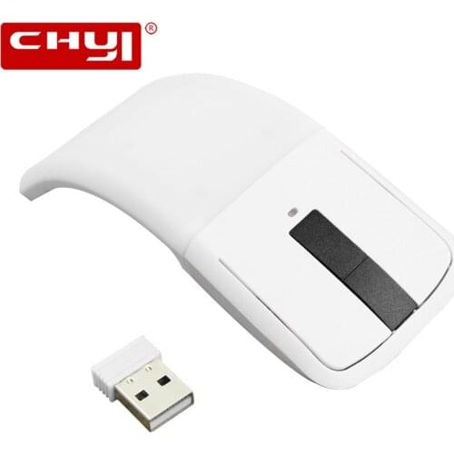 CHYI Foldable Wireless Computer Mouse Arc Touch Slim Optical Gaming Folding With USB Receiver For Microsoft PC Laptop