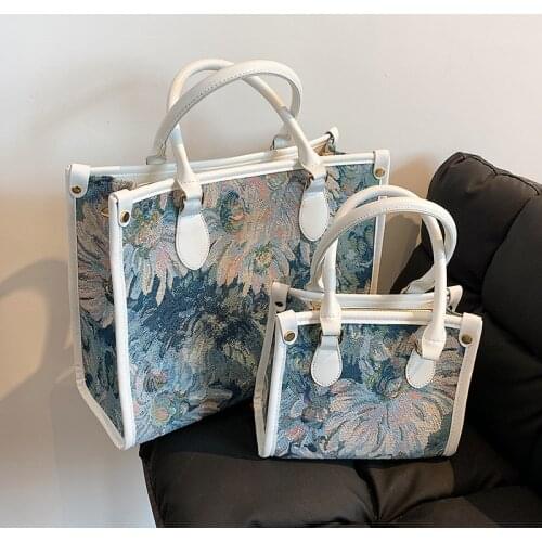 Large Capacity Painting Canvas Big Handbag For Ladies Trend Casual Travel Shopping Tote Female Korean Fashion Big Shoulder Bag