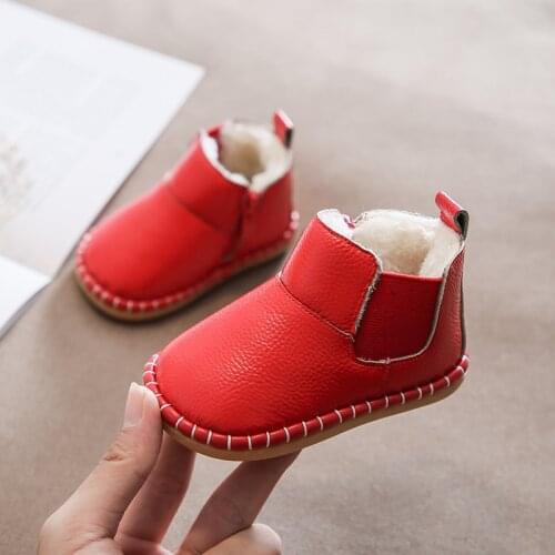 Baby Boots Winter Toddler First Walkers Kids Casual Snow Boots Plush Inside Soft Bottom Short Cotton Booties SOH022