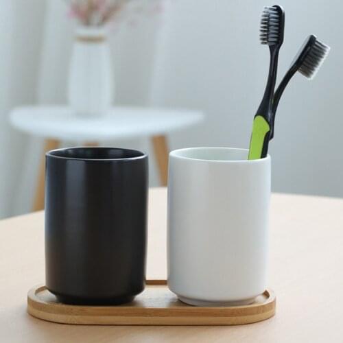 Fashion Solid Ceramic Bathroom Wash Cup Couple Set Toothbrush Mug Household Tooth Cylinder Brushing Equipment