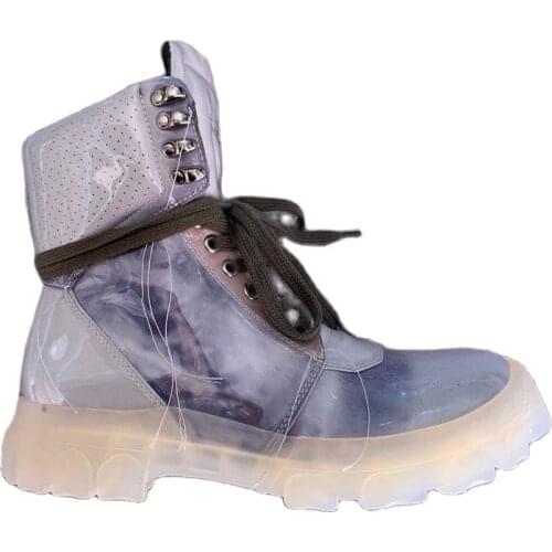 Black& Street NEW Season exclusive Handmade 3D stereo camouflage transparent bottom hip hop trainer Boots