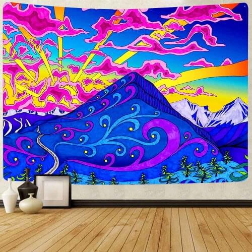 Simsant Trippy Mountain Tapestry Psychedelic Colorful Nature Wall Hanging Tapestries for Living Room Bedroom Home Dorm Decor