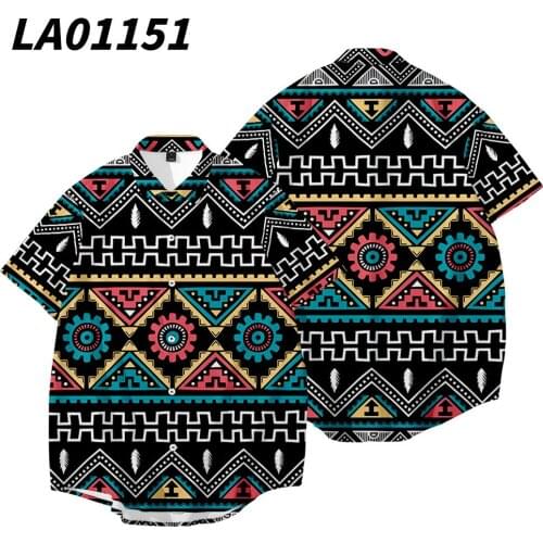 Hot Arrival Men National Style 3D Printed Casual Shirts Male Short Sleeve Luxury Shirt Summer Beach Outfits XXS-6XL