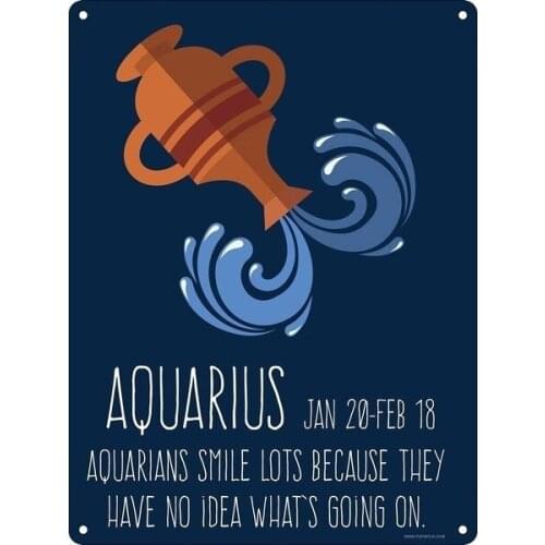 Artistic tinplate painting Hoodwink Horoscopes - Aquarius Mini Tin Sign