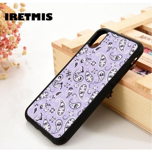 Iretmis 5 5S SE 6 6S TPU Silicone Rubber Phone Case Cover for iPhone 7 8 Plus X Xs 11 12 MINI Pro Max XR Lavender Paisley