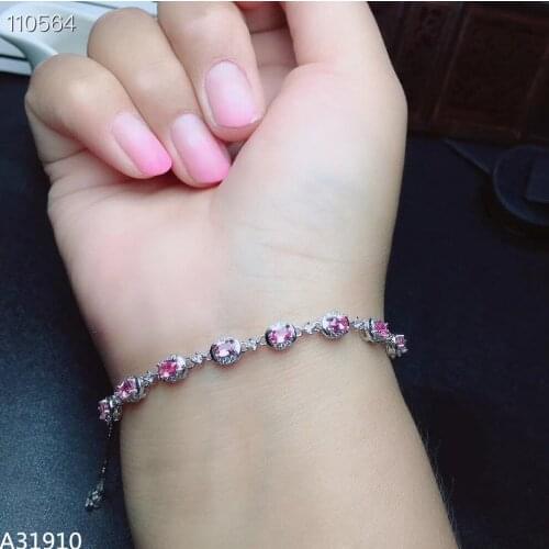 KJJEAXCMY Fine jewelry 925 Sterling Silver Detection Mosaic Natural Pink Sapphire Girl Bracelet Support