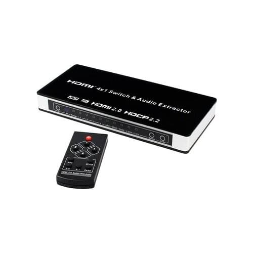 4K 60Hz 2.0 HDMI Switch 4x1 HDMI 2.0 Audio Extractor Toslink/SPDIF RCA 4 In 1 Out with remote control for PS4 PS5 Laptop PC etc