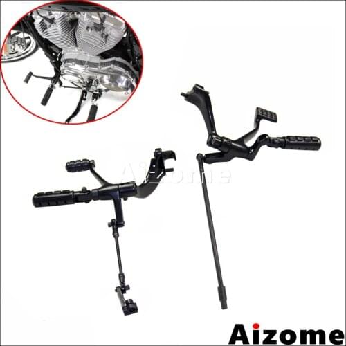 Black Motorcycle Footrest Pegs Linkages Forward Control Kit For Harley Sportster 72 48 XL1200 Custom XL1200C 1200V 1200X 14-17
