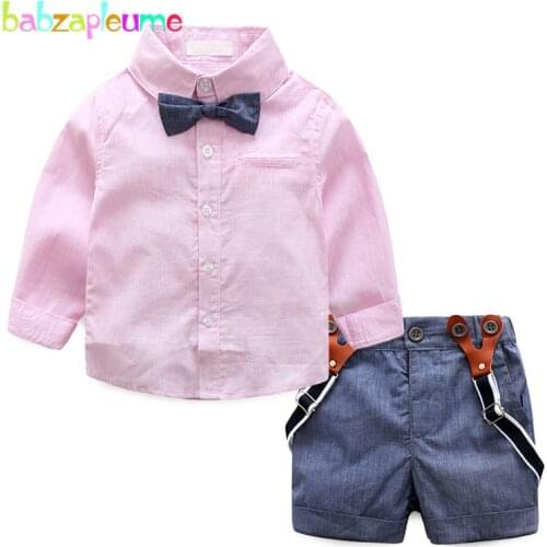 2PCS/0-24Months/2017 Spring Summer Baby Boys Suit Infant Clothes Gentleman Fashion Blue Shirt+Shorts Newborn Clothing Set BC1080