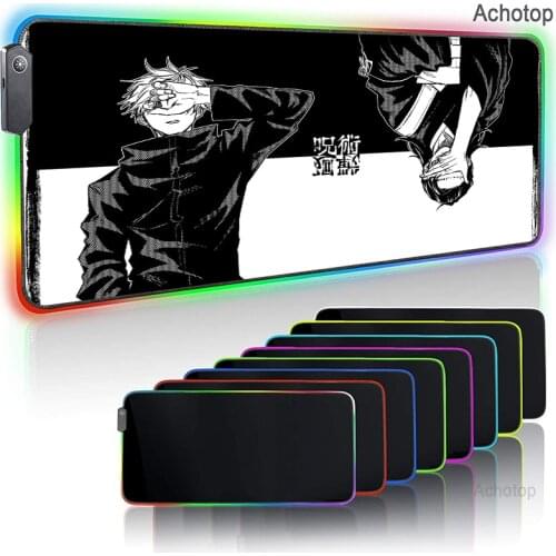 Jujutsu Kaisen Mouse Pad PC RGB Anime Rug Setup Gamer Accessories Gaming Mats with Backlight Mat Mousepad Speed Led Keyboard Mat