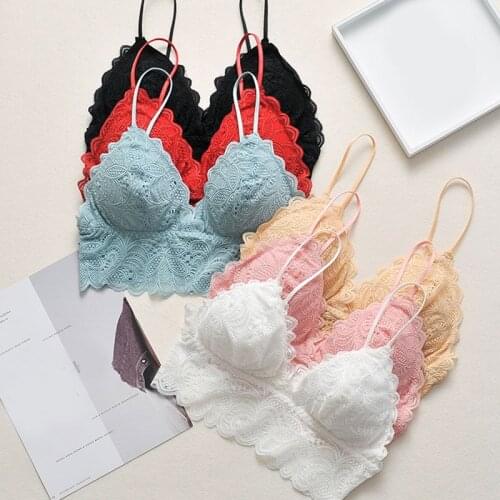 Underwear Lingerie Deep V Padded Bralette Girls Crop Tops Push up Bra