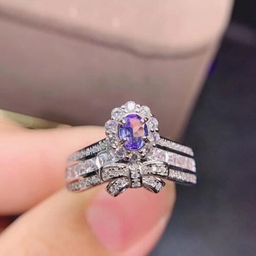 Best Gift Natural and Real Tanzanite Ring 925 sterling silver Fine jewelry Natural and Real Tanzanite Ring