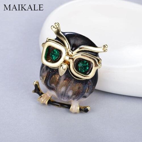 MAIKALE Charm Enamel Owl Brooch Pins AnImal Brooch for Women Party Daily Scarf Suit Pins Quality Enamel Pin Jewelry Accessories