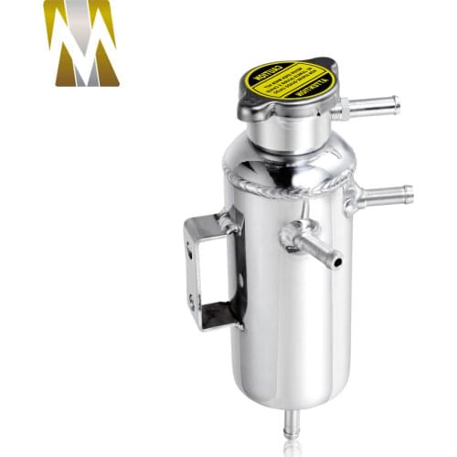 NEW Universal Aluminum Car Reservoir Can Silver Oil Catch Radiator Breather Tank Kit