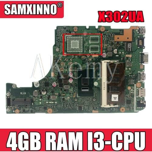 X302UA mainboard REV 2.0 With 4GB RAM I3 CPU For Asus X302U X302UV X302UA laptop motherboard Tested Ok