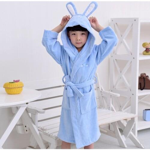 Blue Color lovely Cute Cotton Robe, warm terry robe