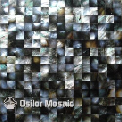 Natural black color square pattern 100% sea shell black mother of pearl tile for interior house decoration wall tile