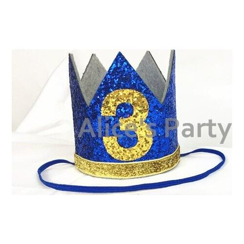 New Gold Glitter Prince Crown Hats,Shining 1st 2nd 3rd Birthday Party Decorations Babyy Shower Party Decor Celebrate Medium