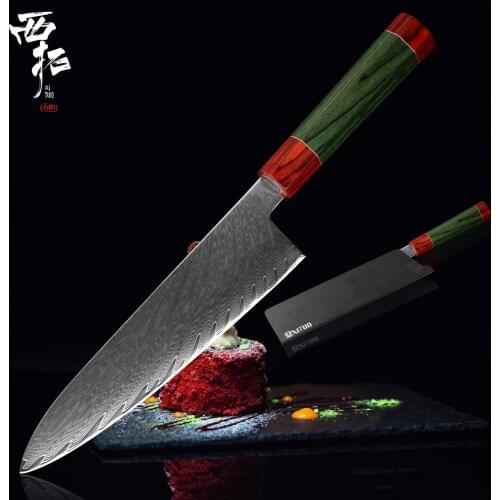 XITUO Chef Knife Damascus Steel VG10 Japanese Knife Santoku Cleaver Slicing Vegetable Meat Chopper Knife Kitchen Cooking Utility