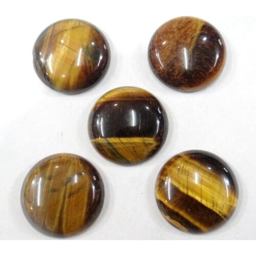 Wholesale 20pcs natural tiger eye stone round 25mm cabochons no hole beads for DIY Jewelry making clothes ring accessories