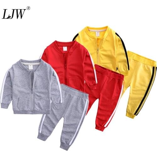 Autumn fashion baby girl clothes cotton stripe solid zipper jacket+pants 2pcs Newborn toddler tracksuit baby boy clothing set