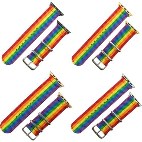 Nylon Rainbow Woven watchband for Apple Watch Band 44mm/42mm 40mm/38mm Sport Loop for iwatch Series 4 3 2 1