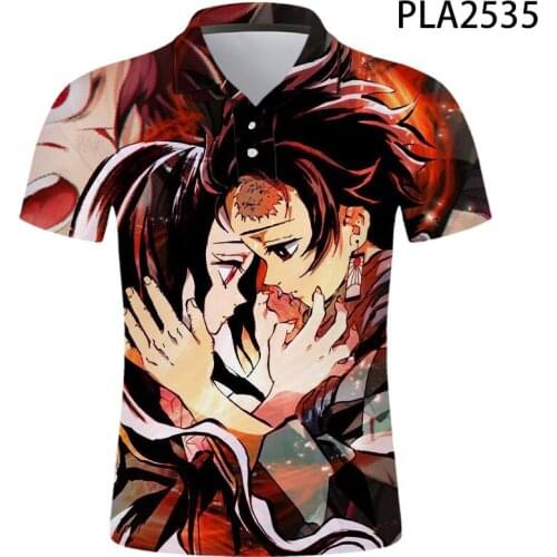 Kimetsu No Yaiba Casual Short Sleeve Polo Homme Streetwear Men Camisas Ropa 3D Printed Polo Shirt Fashion Harajuku Cool