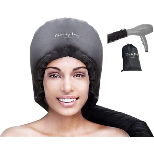 SANQ Hood Hair Dryer Attachment- Soft, Adjustable Extra Large Hooded Bonnet for Hand Held Hair Dryer with Stretchable Grip and E