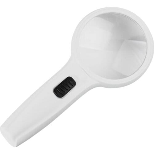 Lighted Magnifying Glass-10X Hand held Large Reading Magnifying Glasses with 3 LED Illuminated Light for Seniors White