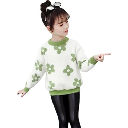 Girls Sweater Girl Clothes New Spring and Winter Wool Pullover Bottoming Shirt Children Thick Knitted Sweater Top 4-12 Ages