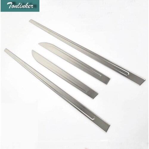 Tonlinker 4 PCS DIY NEW Stainless Steel Body Protector Light Strip Case Stickers for Chevrolet Cruze 2015 Parts Accessories