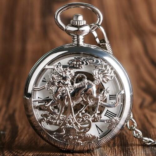Vintage Mechanical Pocket Watch Fashion Mythological Beasts Ancient Animal Kirin Luxury Men Hand-winding relojes enfermeria