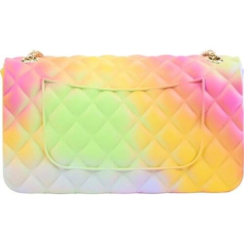 Women Shoulder Bag Fashion Matte PVC Color Rhombic Chain Jelly Bag Handbag New