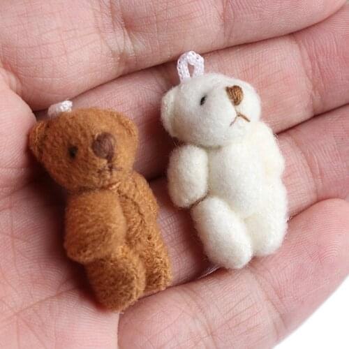 1Pcs Kawaii Small Bears Plush Soft Toys Pearl Velvet Dolls Gifts Mini Bear 1/12 Dollhouse Miniature Accessories