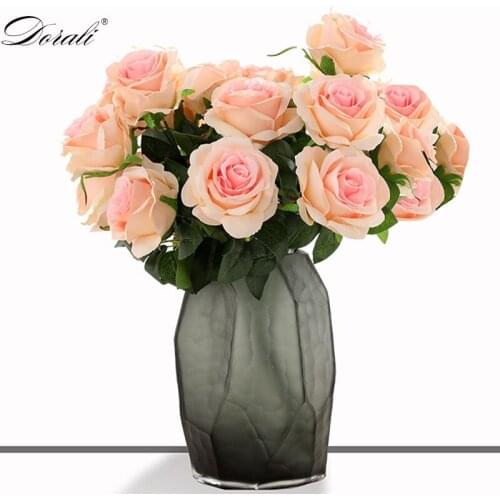 10 Heads big Artificial rose flower bouquet flores artificiales wedding home fall decorations fake flowers fleur artificielle