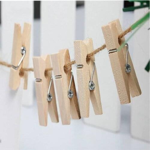 100 PCS Very Small Mine Size 30mm Mini Natural Wooden Clips For Photo Clips Clothespin Craft Decoration Clips Pegs