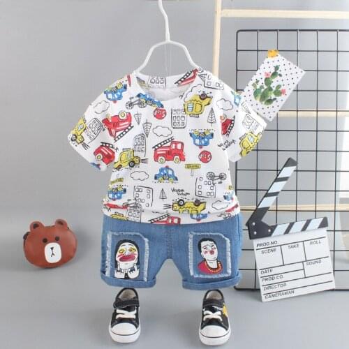 Boys Casual Clothes Set Car Printed Cotton T-Shirt Top+Shorts 2pc Infant Sport Suits Kids Summer Baby Toddler Clothing Outfits