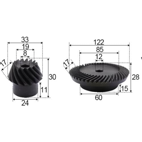 2M-15 / 60Teeths 1: 4 Ration Precision Spiral Bevel Gear Spiral Bevel Gear 1.27g