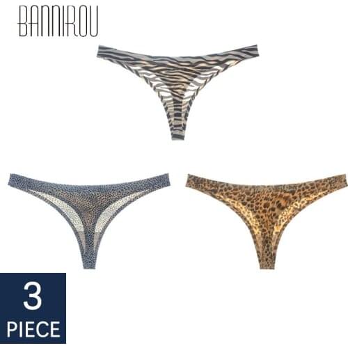 3 pcs Woman Underwear Sexy Seamless Ice Silk Sports Female T-back Print Soft High Quality G-string Thong For Woman Panties 2021