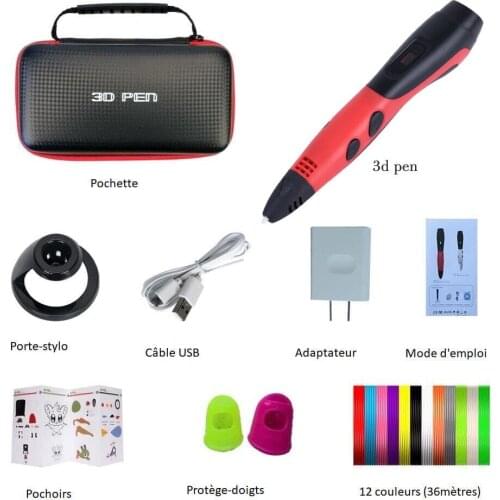 3D Pen With 12 Colors 36 Meter PLA Filament Printing Pen Support ABS and PLA Kids Diy Drawing Pen With LCD Display